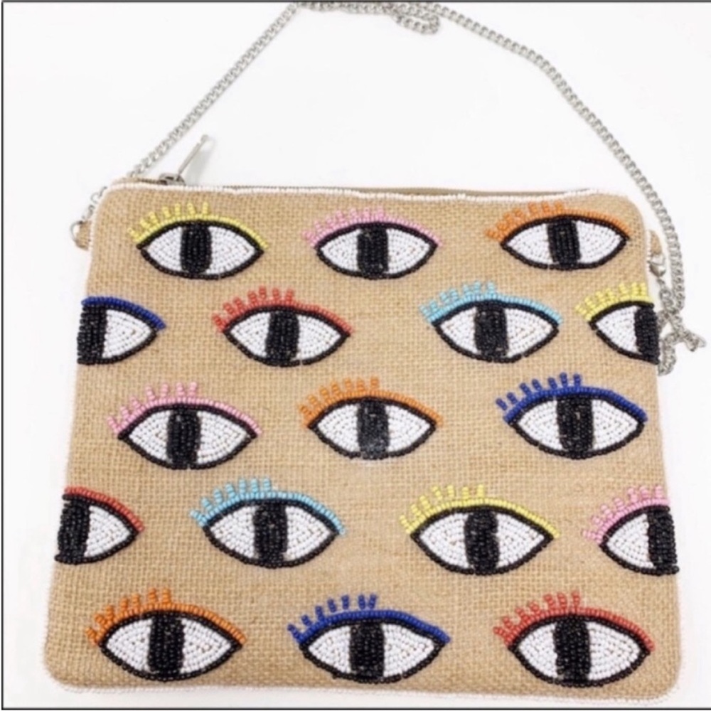 third eye beaded crossbody clutch purse NEW